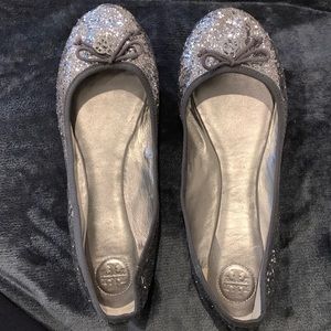 Tory Burch silver sequins ballet slipper flats 11M